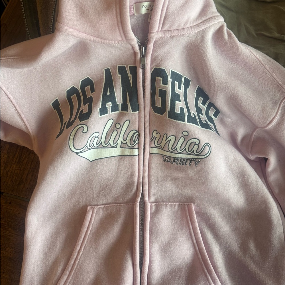 No Boundaries Pink Los Angeles California Full-Zip Hoodie Jacket